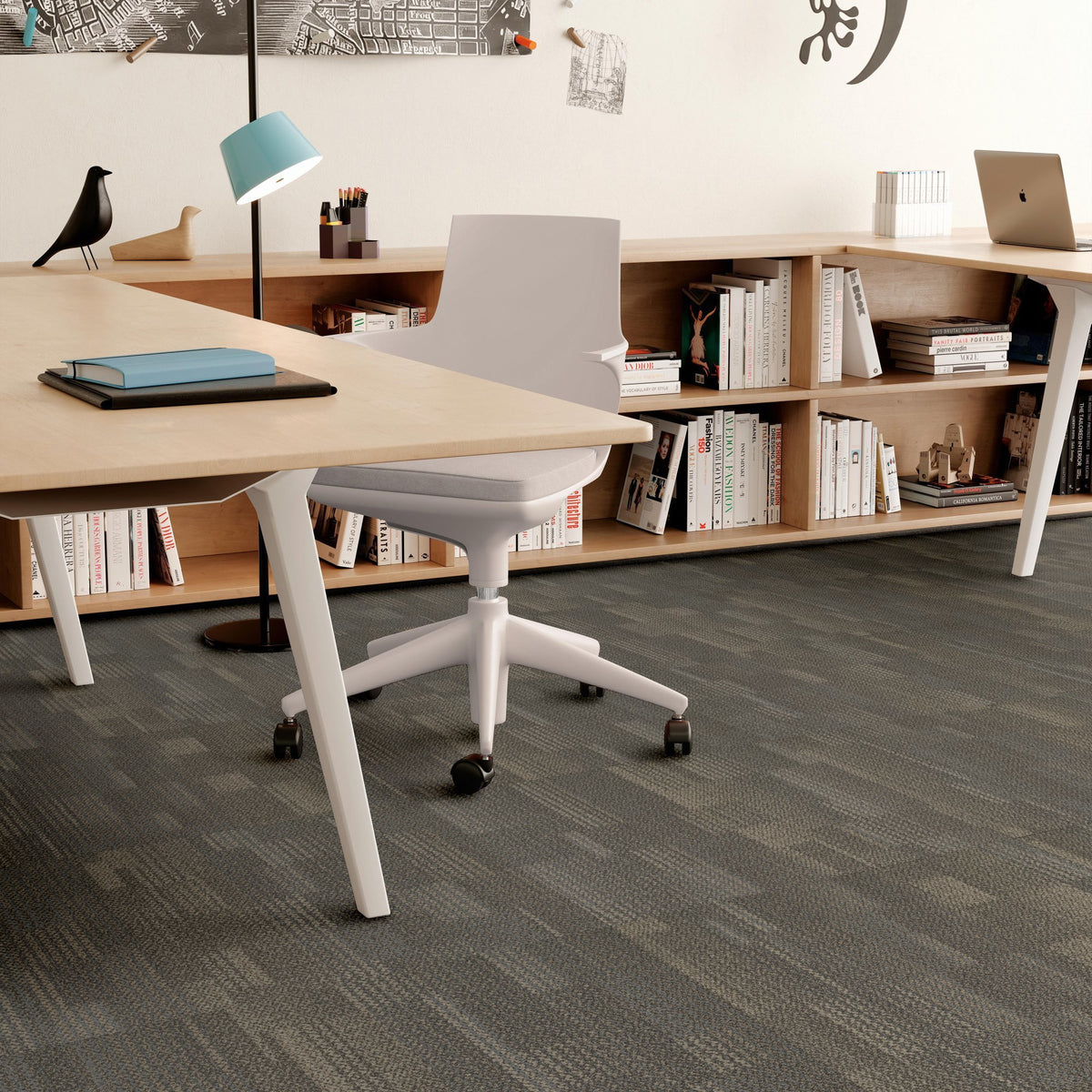 Shaw Captivate carpet tile in Micro Film, room scene
