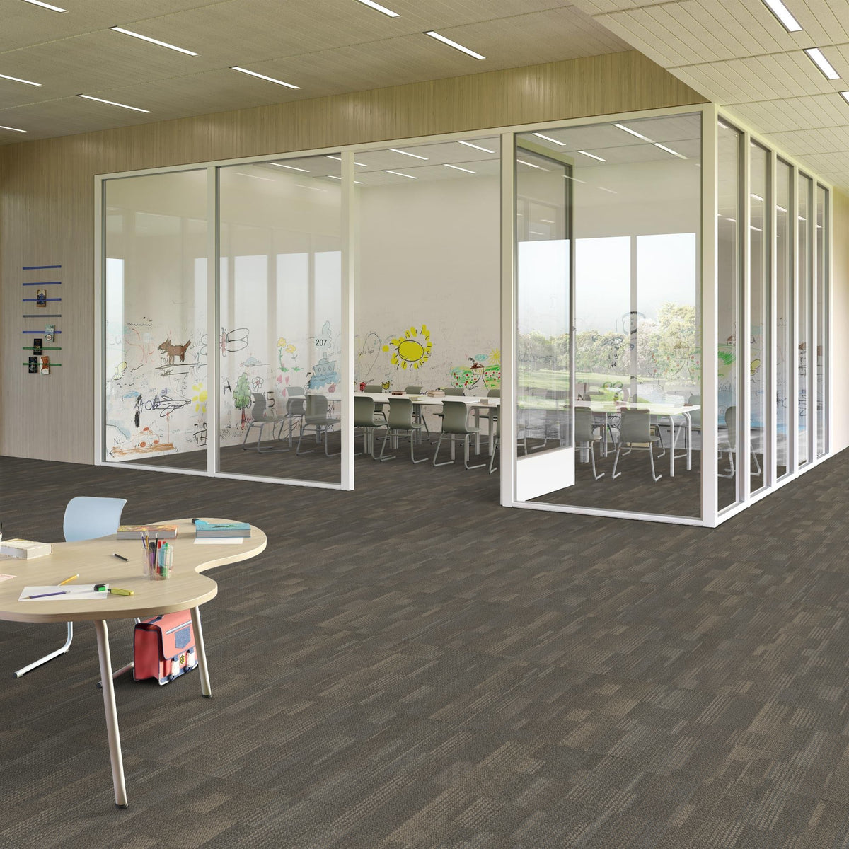 Shaw Captivate carpet tile in Micro Film, room scene