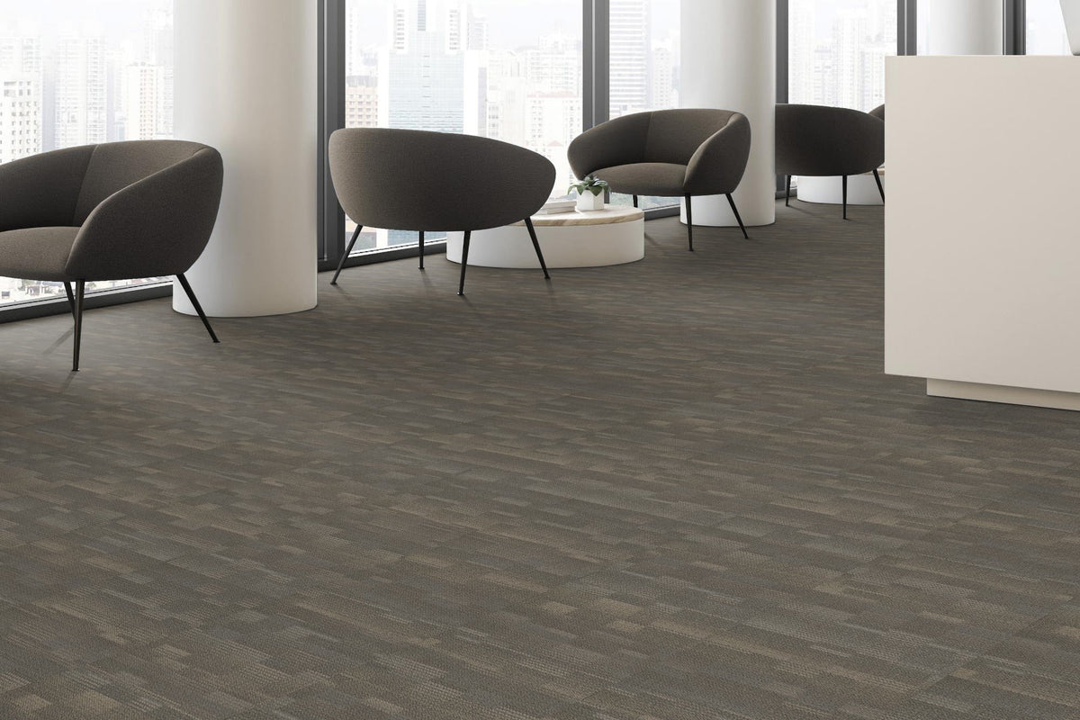 Shaw Captivate carpet tile in Micro Film, room scene
