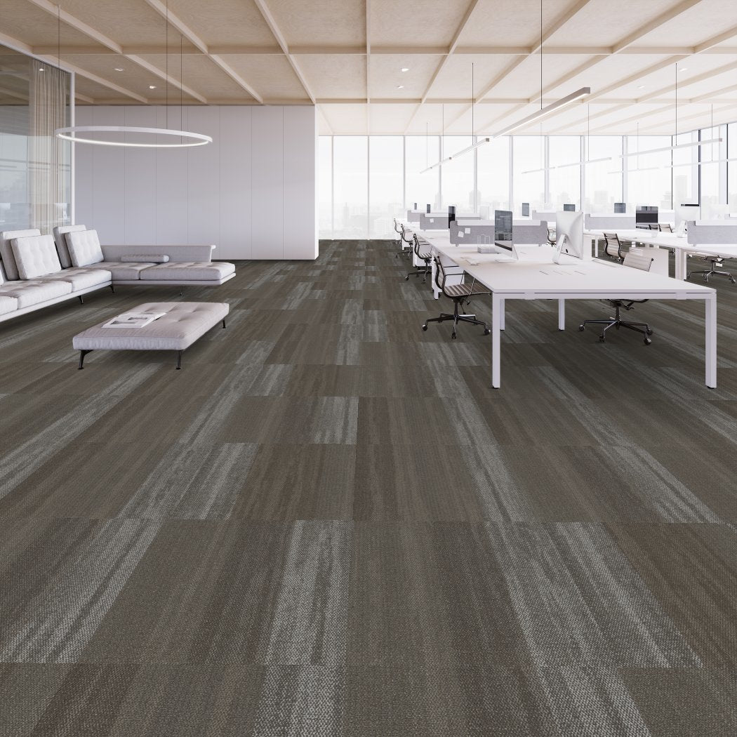 Shaw Sea Edge carpet tile in Village Cloud, room scene