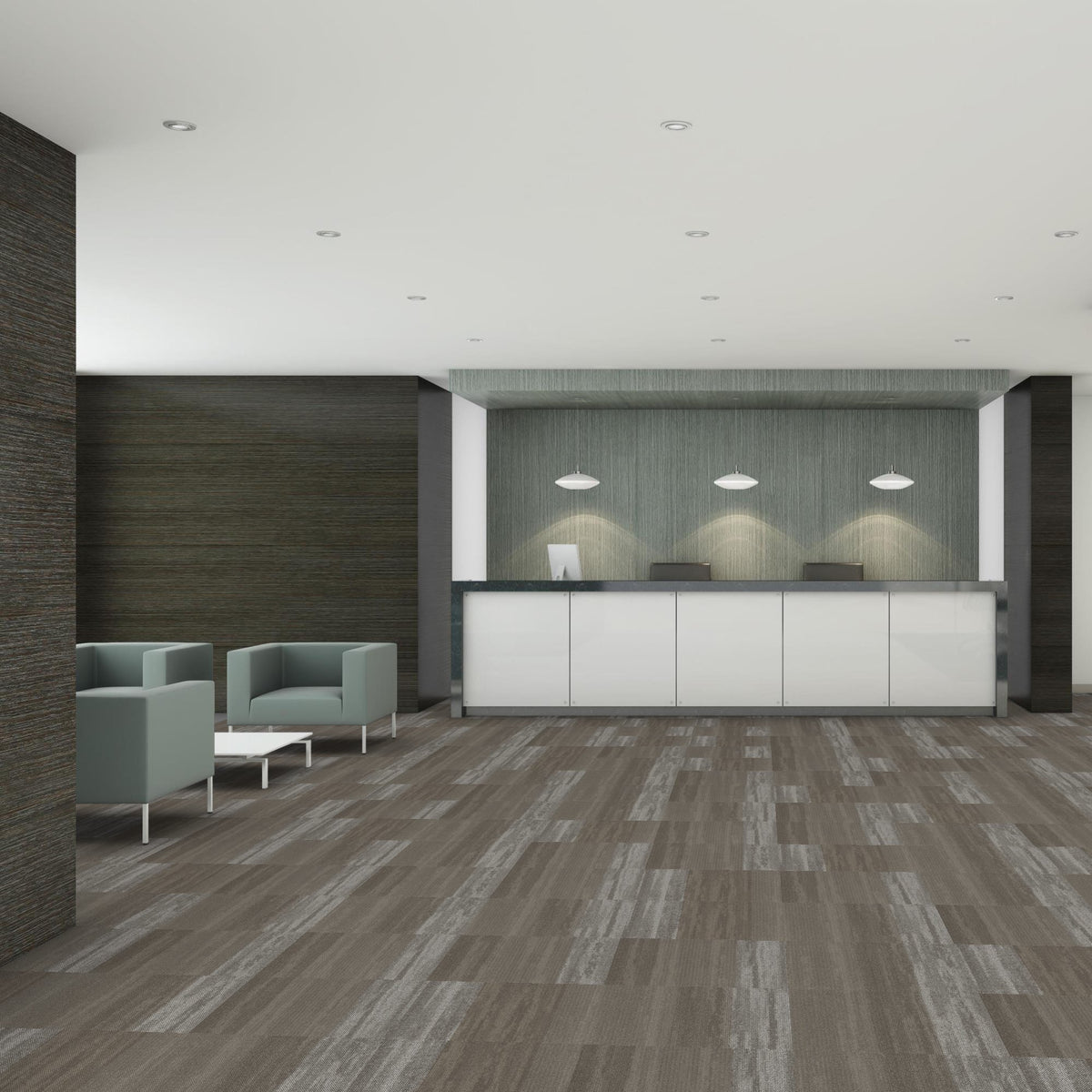 Shaw Sea Edge carpet tile in Village Cloud, room scene