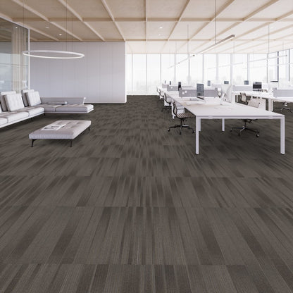 Shaw Situation carpet tile in Woodsmoke, room scene