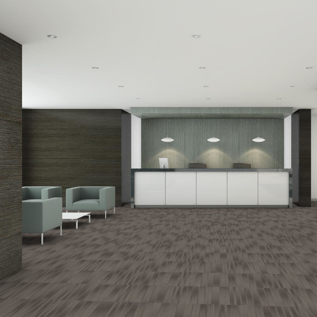 Shaw Situation carpet tile in Woodsmoke, room scene