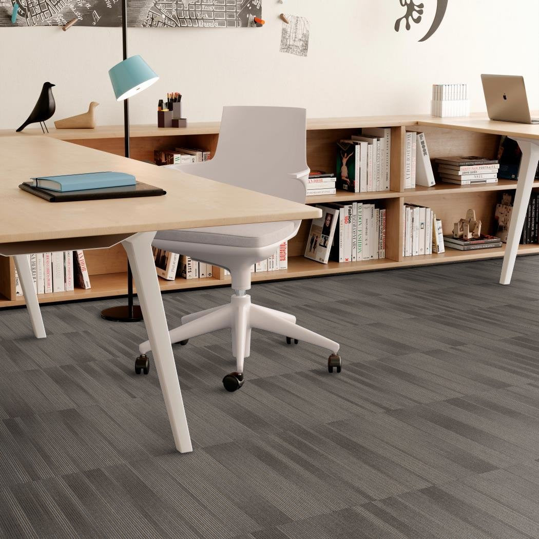 Shaw Situation carpet tile in Woodsmoke, room scene