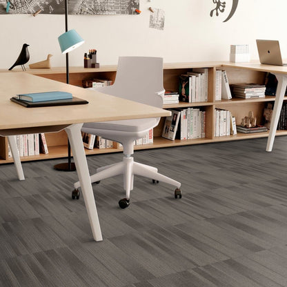 Shaw Situation carpet tile in Woodsmoke, room scene