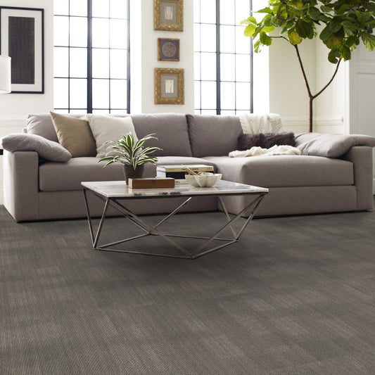 Shaw Mask carpet tile in Patched, room scene