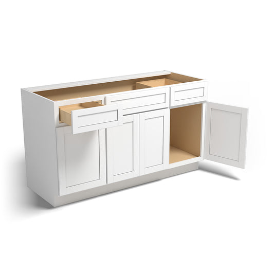 Special Order - 60" Kitchen Sink Base Arcadia White Shaker - SB60 Arcadia White Base Cabinets GHI Sink Bases SPACW Special Order