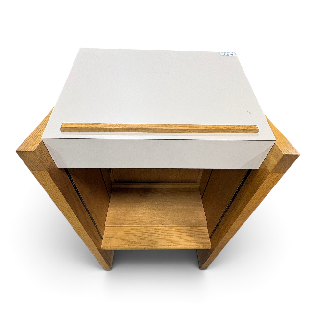 Oak & White Podium Side Table