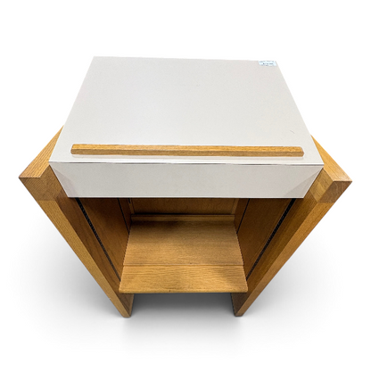 Oak & White Podium Side Table