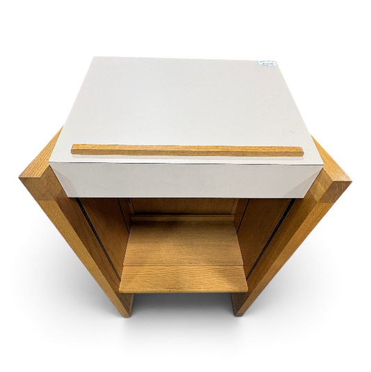 Oak & White Podium Side Table