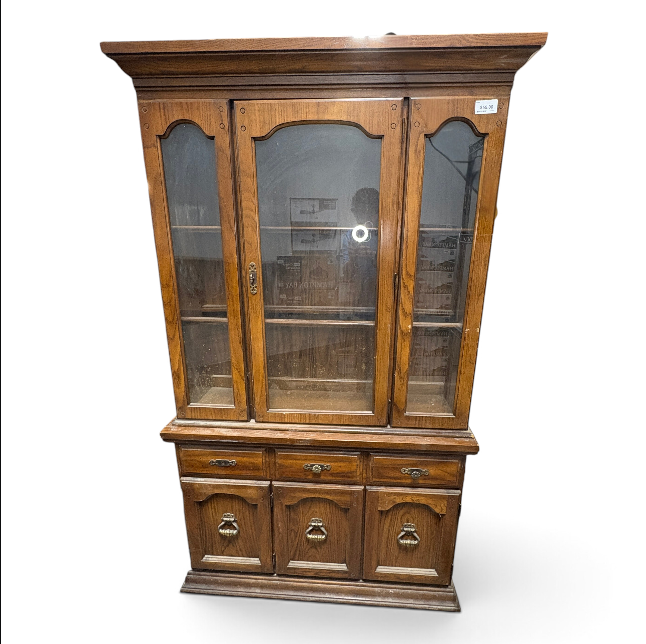 Oak China Hutch w/ Glass Doors