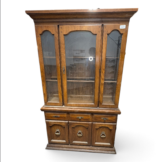 Oak China Hutch w/ Glass Doors