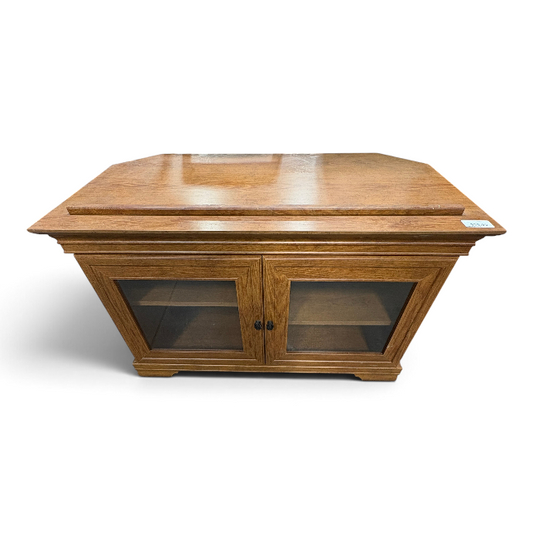 Oak TV Stand w/ Glass Doors