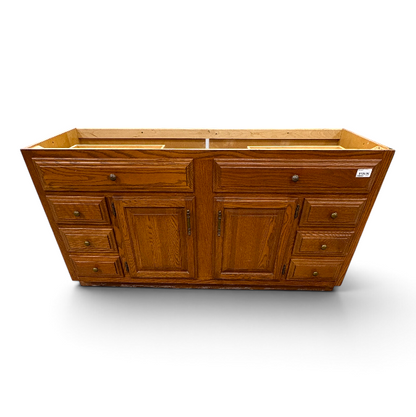 60" Oak Double Vanity Base