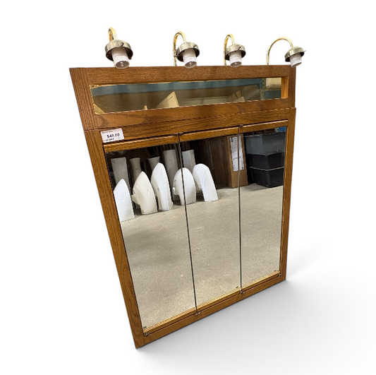 Oak Tri-View Medicine Cabinet