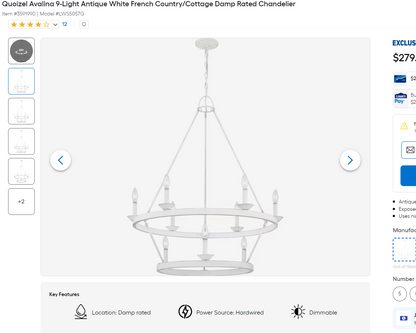 2 Tier White Chandelier