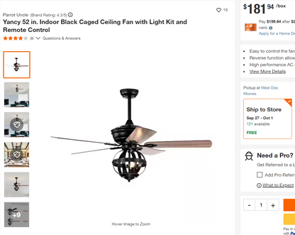 52" Industrial Ceiling Fan