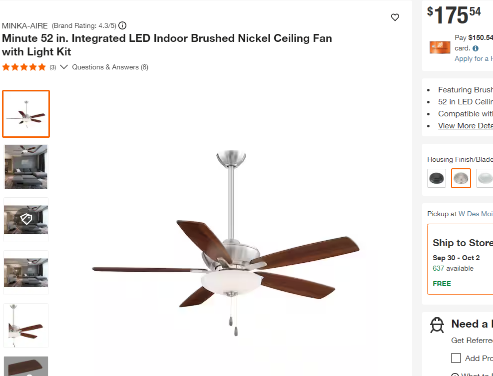 52" LED Indoor Ceiling Fan