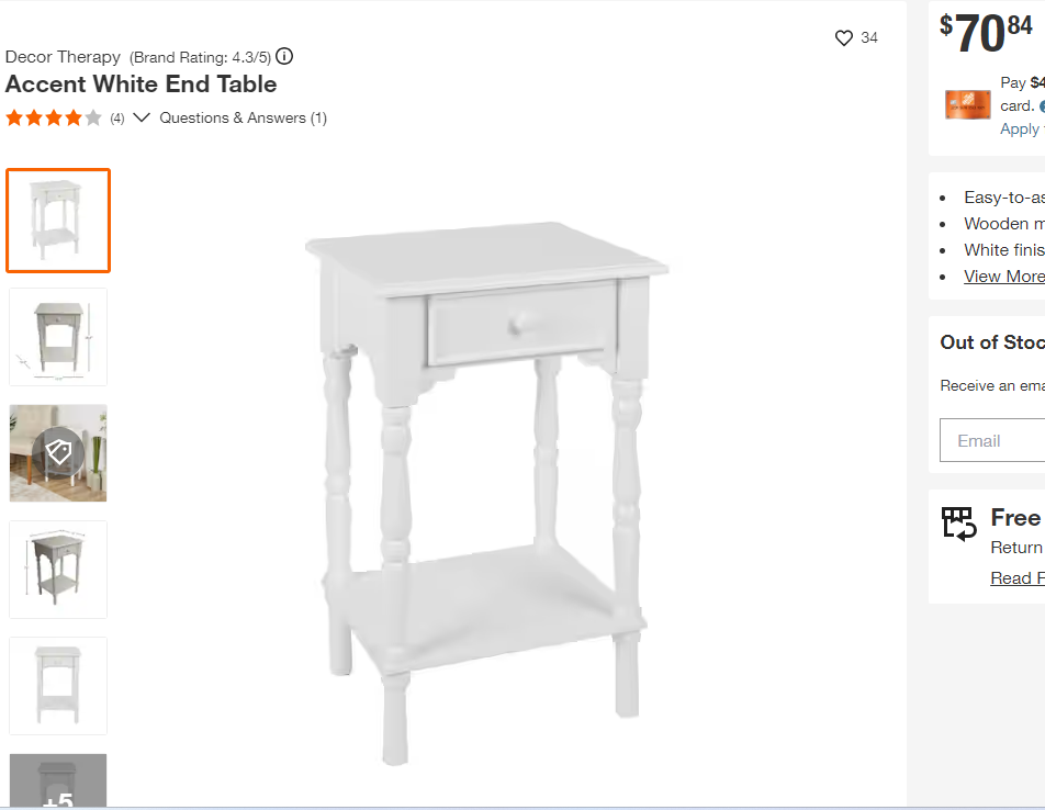 Decor White Accent Table