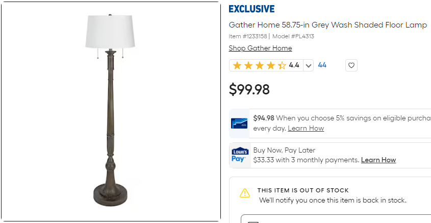 Gather Home Grey Floor Lamp