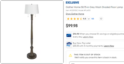 Gather Home Grey Floor Lamp