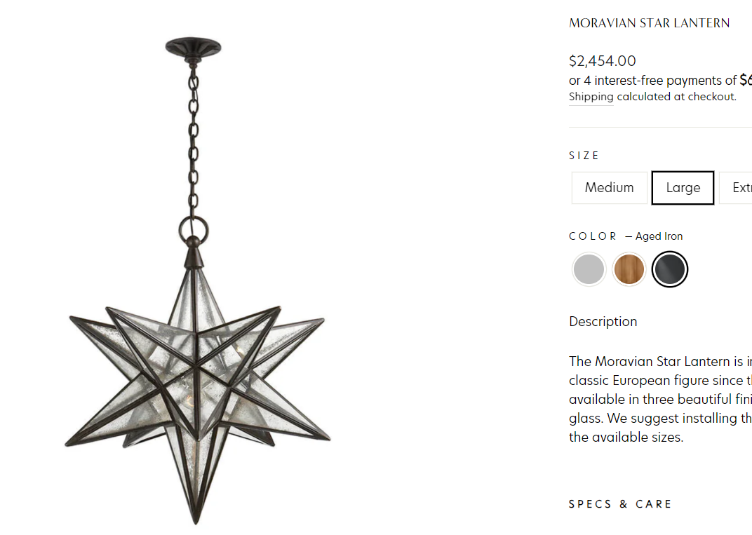 Morning Star Light Fixture