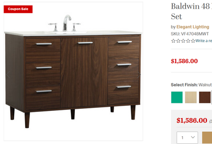 Baldwin Walnut 48" Vanity