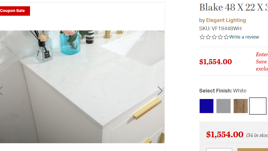 Blake White 48" Vanity