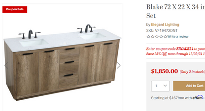 Blake Natural Oak 72" Vanity