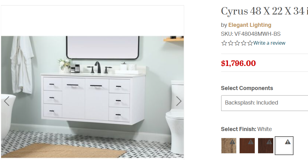 Cyrus White 48" Vanity