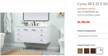 Cyrus White 48" Vanity