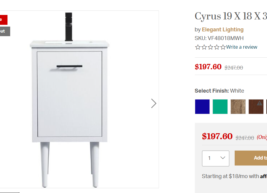 Cyrus White 18" Vanity