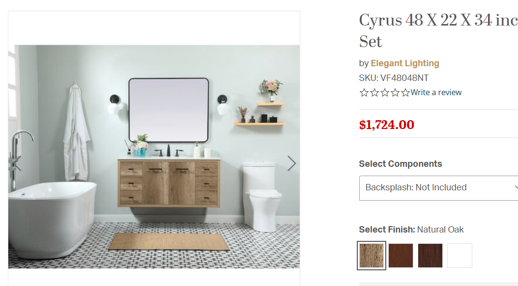 Cyrus Natural Oak 48" Vanity