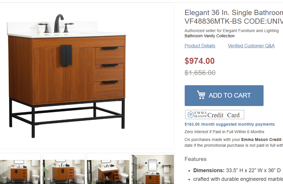 Eugene Teak 36" Vanity