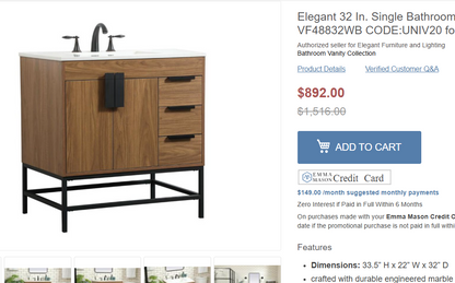 Eugene Walnut 32" Vanity