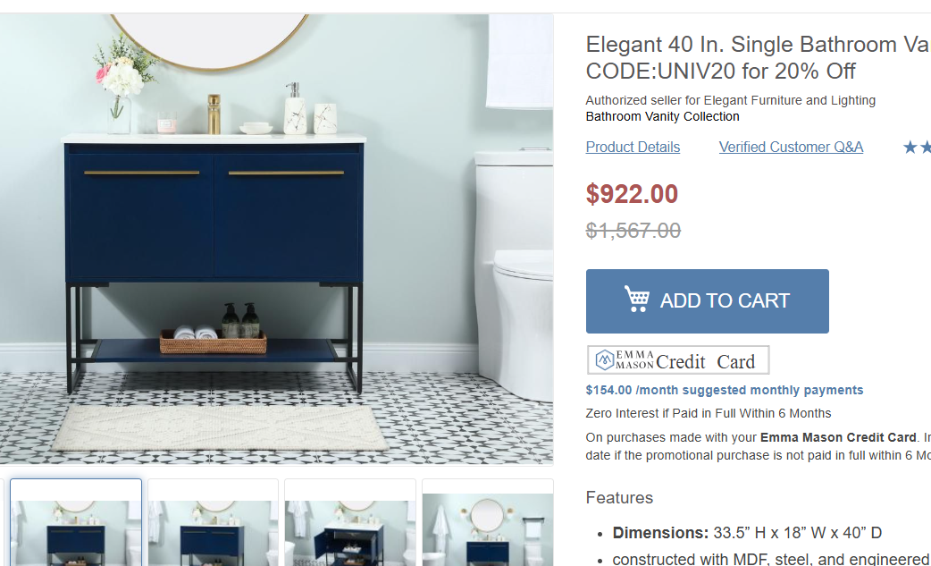 Sloane Blue 40" Vanity