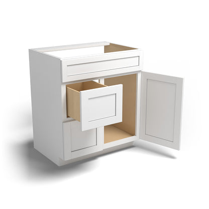 Special Order - 30" x 21" Left Drawers Vanity Base Arcadia White Shaker - V3021D-L