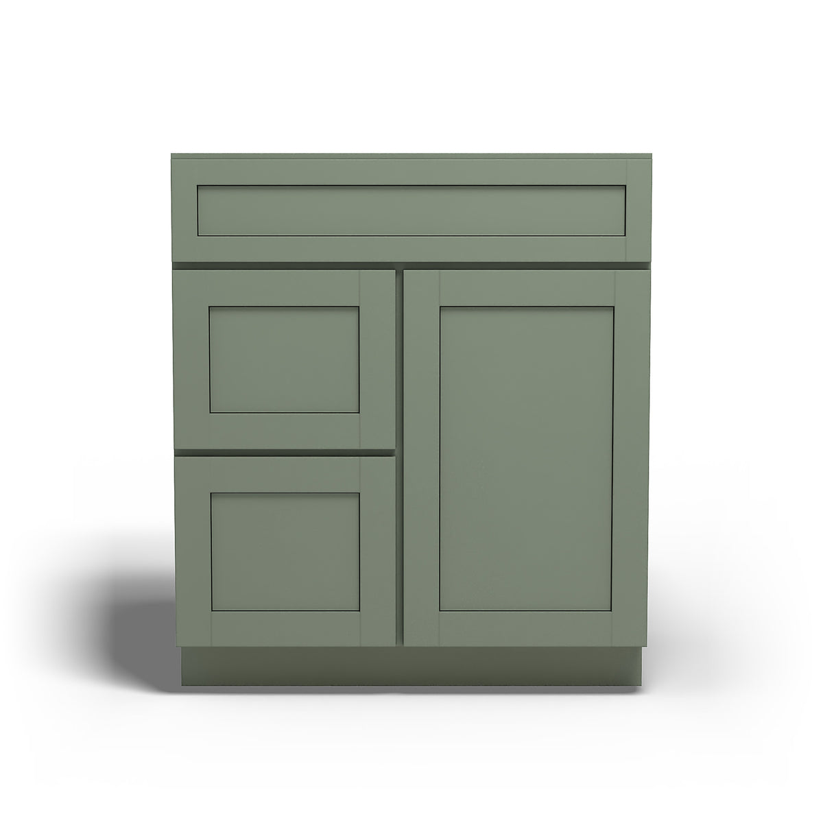 Special Order - 30" x 21" Left Drawers Vanity Base Forest Green - V3021D-L