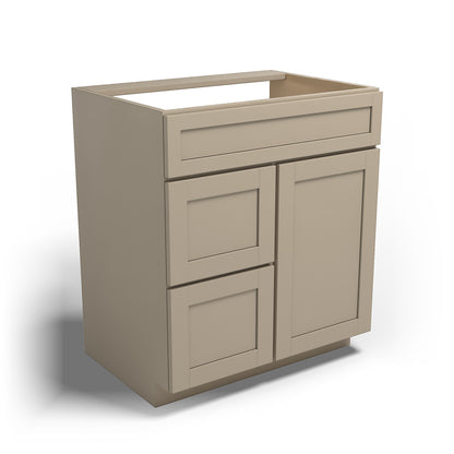 Special Order - 30" x 21" Left Drawers Vanity Base Mojave Shaker - V3021D-L