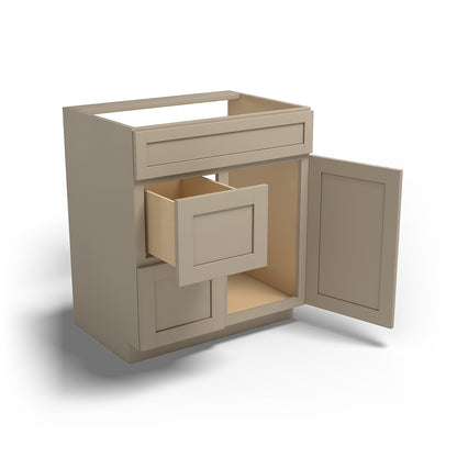 Special Order - 30" x 21" Left Drawers Vanity Base Mojave Shaker - V3021D-L