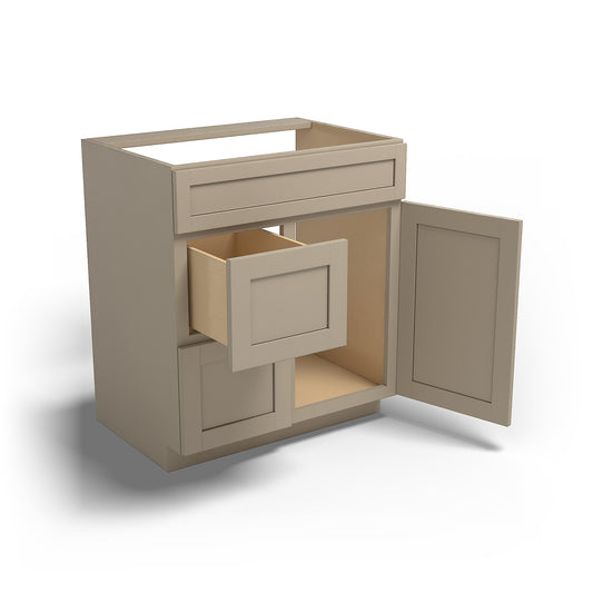 Special Order - 30" x 21" Left Drawers Vanity Base Mojave Shaker - V3021D-L Base Cabinets Bathroom GHI Mojave Shaker Special Order SPMJS Vanity Bases