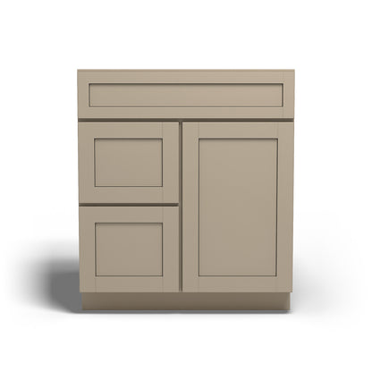 Special Order - 30" x 21" Left Drawers Vanity Base Mojave Shaker - V3021D-L
