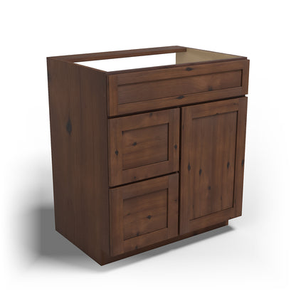 Special Order - 30" x 21" Left Drawers Vanity Base Rustic Walnut - V3021D-L