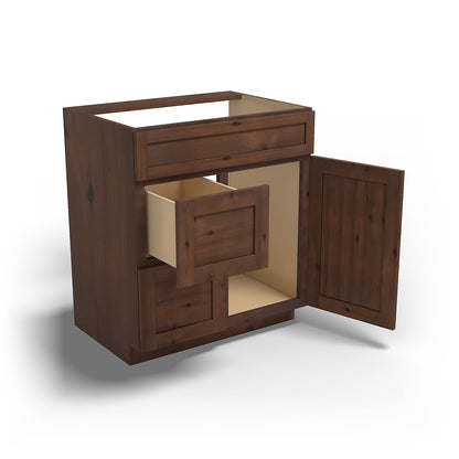 Special Order - 30" x 21" Left Drawers Vanity Base Rustic Walnut - V3021D-L