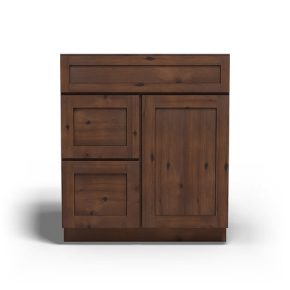 Special Order - 30" x 21" Left Drawers Vanity Base Rustic Walnut - V3021D-L