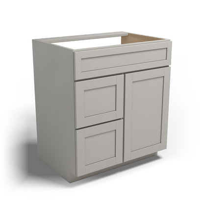 Special Order - 30" x 21" Left Drawers Vanity Base Stone Harbor Gray - V3021D-L