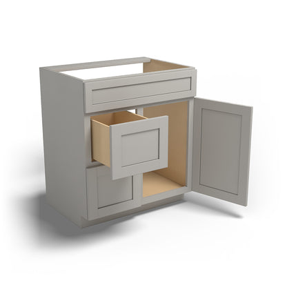 Special Order - 30" x 21" Left Drawers Vanity Base Stone Harbor Gray - V3021D-L
