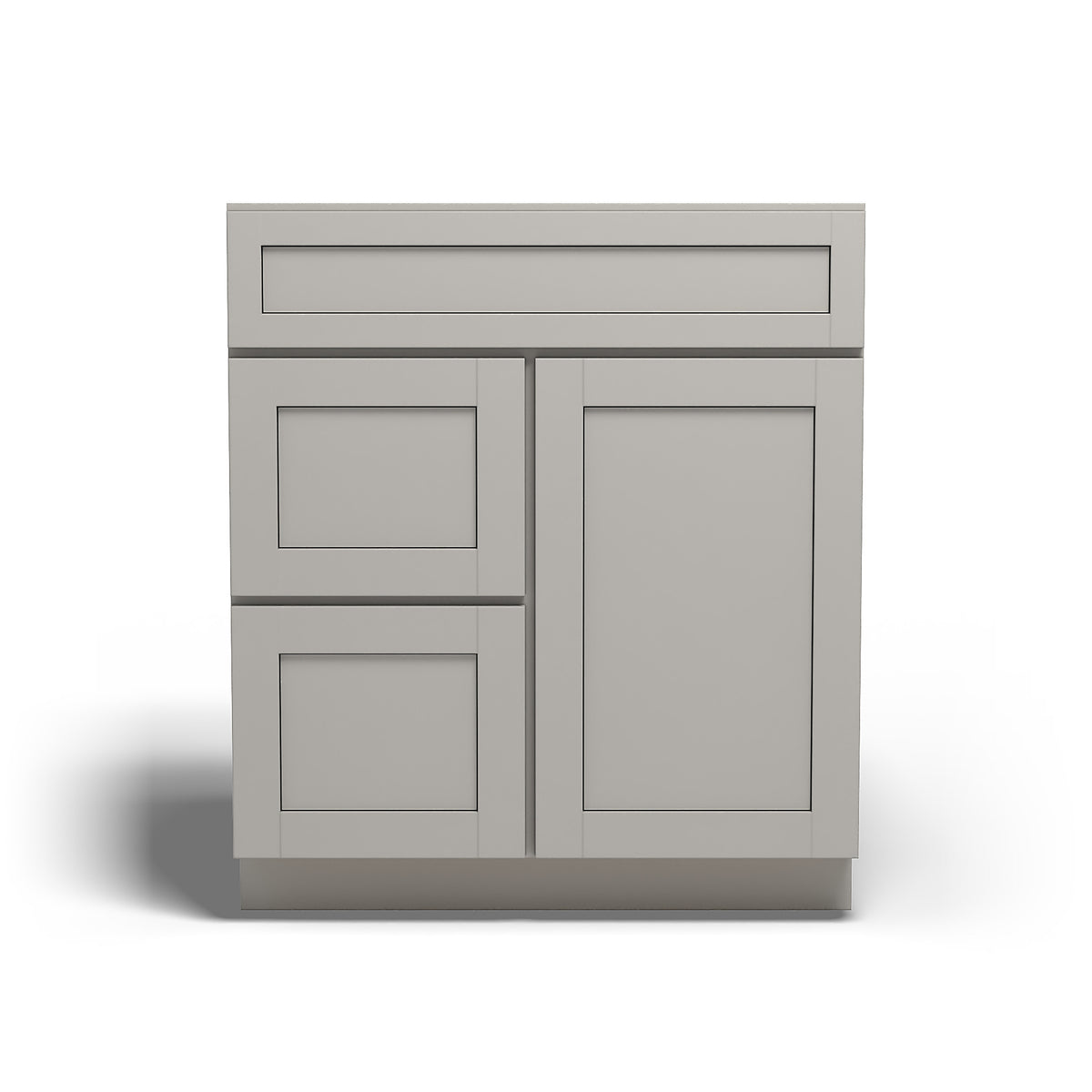 Special Order - 30" x 21" Left Drawers Vanity Base Stone Harbor Gray - V3021D-L