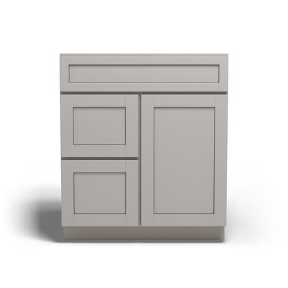 Special Order - 30" x 21" Left Drawers Vanity Base Stone Harbor Gray - V3021D-L