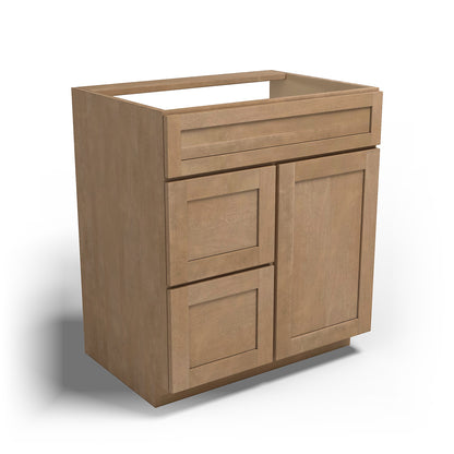 Special Order - 30" x 21" Left Drawers Vanity Base Sonona Sand - V3021D-L Base Cabinets Bathroom GHI Sonona Sand Special Order SPSNS Vanity Bases